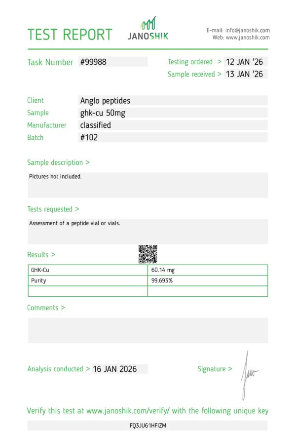 GHK-Cu – 50mg batch #104 premium Research Peptide