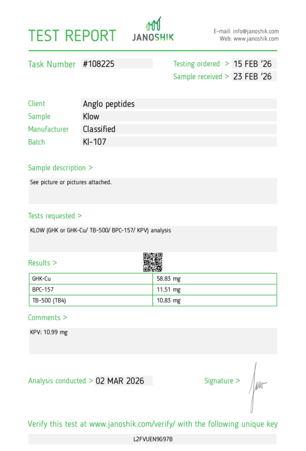 klow Blend 80mg Vial BATCH 107 premium Research Peptide