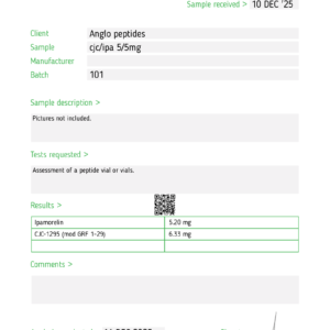 CJC-1295 (Without DAC) / Ipamorelin 5 mg / 5 mg (BATCH 101) RESEARCH PEPTIDES