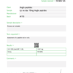 Cjc-1295 without dac 10mg(NEW BATCH #170) Research Peptide