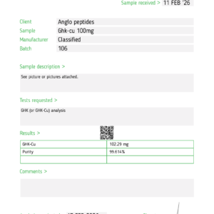GHK-Cu – 100mg (NEW BATCH #106) Research Peptide