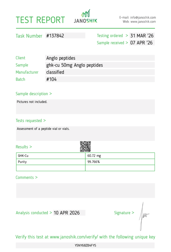 GHK-Cu – 50mg batch #104 premium Research Peptide