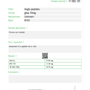 Glow Blend Peptide 70mg Vial (Batch 103)   Research Peptide