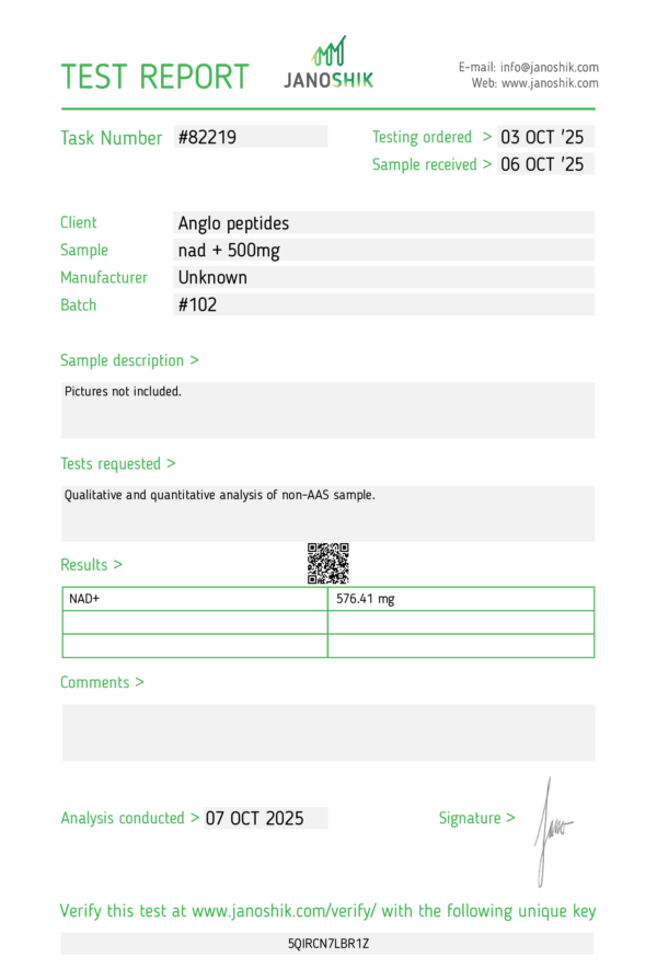 nad_jano NAD+ – 500mg (new batch #102) Research Peptide